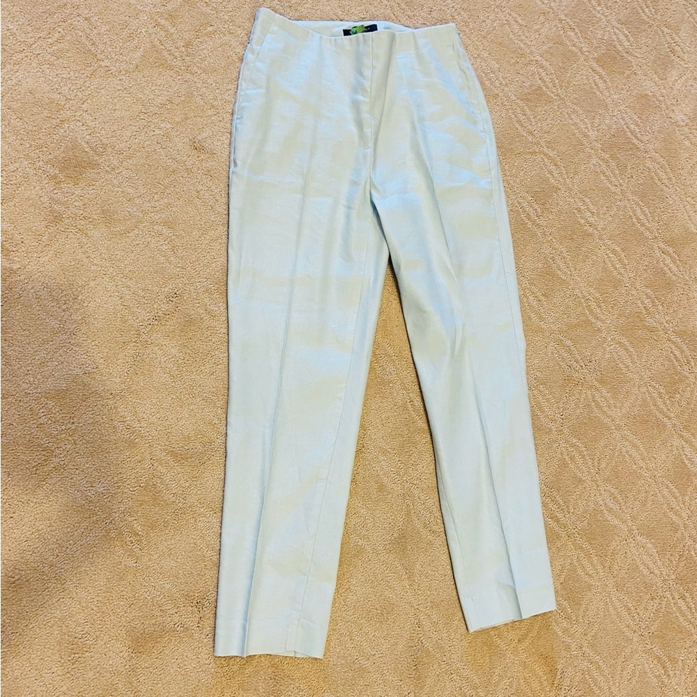 Linen side-zip trousers
